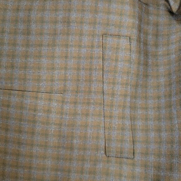 Daniel Hechter Paris 42L Wool Polyester Viscose Navy Blue Plaid Two-Button Front - Picture 12 of 12